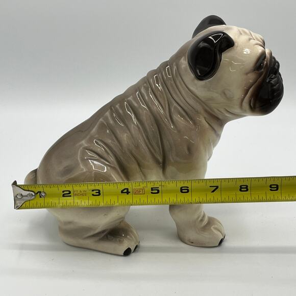 Large 8" Ceramic Pug Dog Sitting Statue Scupture Figurine - Picture 8 of 12